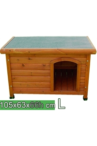 Cuccia per cani in legno tetto piano - L